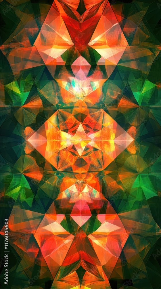 Poster abstract colorful pattern with geometric shapes and warm tones, creating a vibrant and dynamic visua