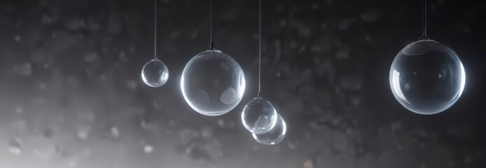 Orbital light installation with translucent spherical forms, suspended in mid-air ,  luminescent orbs,  ethereal glow