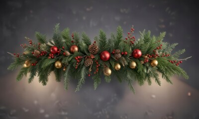 Ornamented branch with greenery and festive decor ,  evergreen,  decoration
