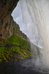 Seljalandsfoss waterfall summer 2024 at sunset including Glj&uacute;frab&uacute;i falls off Ring Road Iceland, Scandinavia, Europe.