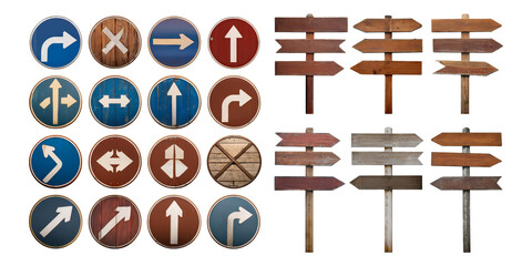Colorful Direction Signs and Wooden Arrow Signs for Navigation
