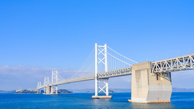 Beautiful view of big bridge on the sea, Seto Ohashi Bridge in Kagawa Prefecture in Japan, Travel or architecture, High Resolution over 50MP