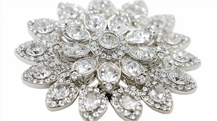 Fototapeta premium A sparkling brooch featuring intricate crystal designs and floral motifs.