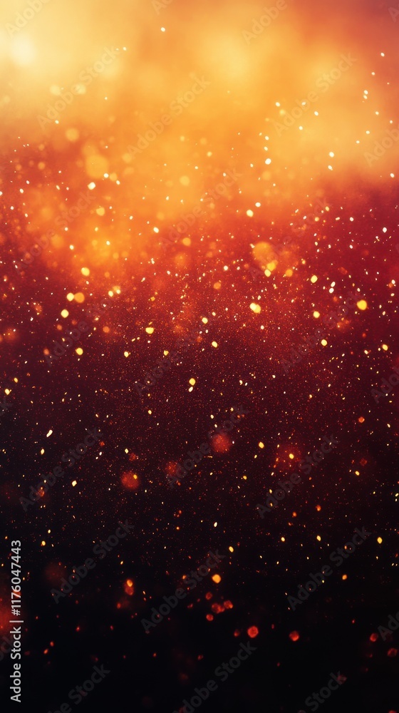 Poster abstract shimmering particles in warm orange and red hues creating a dynamic and vibrant background 