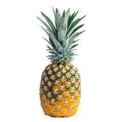 A single ripe pineapple stands alone against a plain backdrop, showcasing its vibrant color and unique texture, Single ripe pineapple isolated