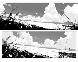 Simple comic book template with three panels, white background