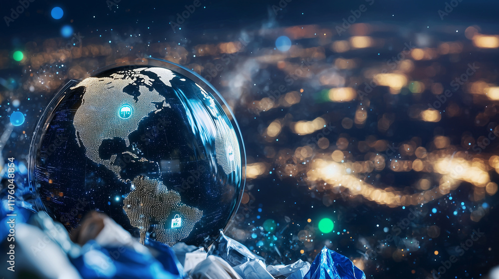 Poster global waste management system with ai data visualization