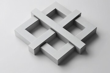 A three-dimensional geometric structure made of light gray material.