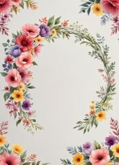 Watercolor floral wreath with colorful blooms,  pink,  nature