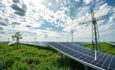 Innovative green technology setup with renewable energy systems and clean pastel background innovative solar panel innovation power electricity energy technology panel renewable