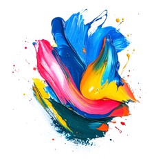 Abstract splash of paint in vivid colors isolated Image clean simple background,generation AI