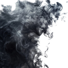 Fototapeta premium Dark smoke texture on a transparent background creating an abstract design with a fluid and ethereal appearance, evoking a sense of mystery and depth, dark smoke texture on transparent background