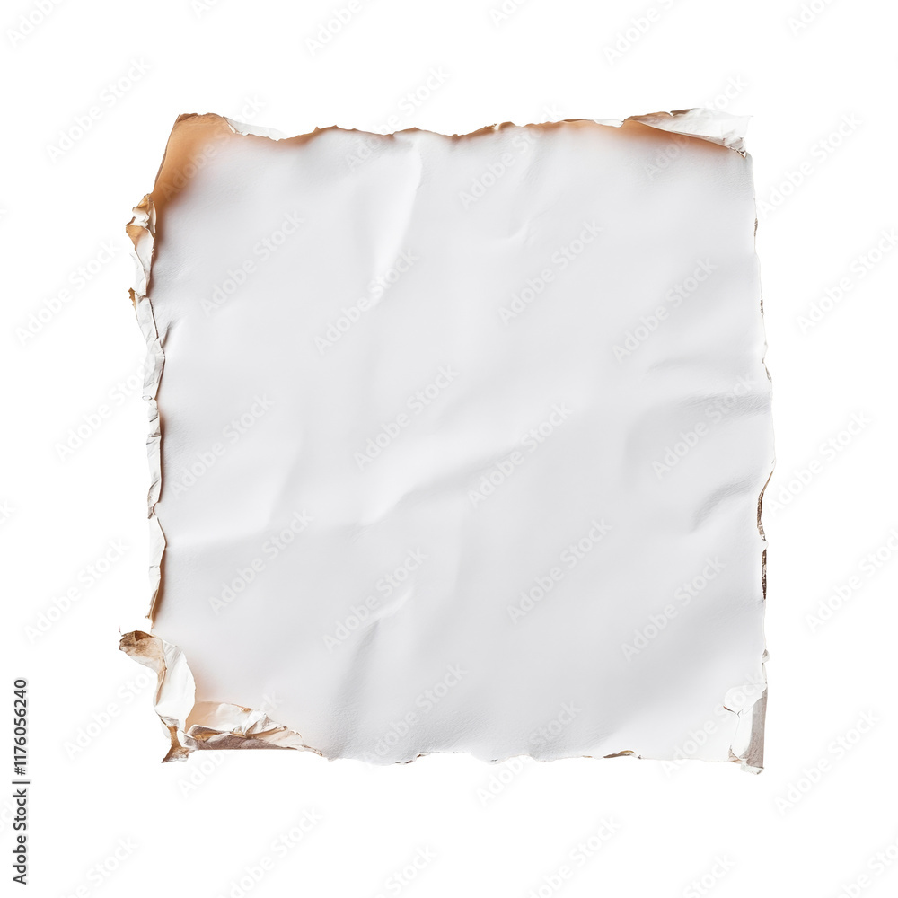 Poster crumpled transparent paper note on a clean transparent background displaying texture and simplicity,
