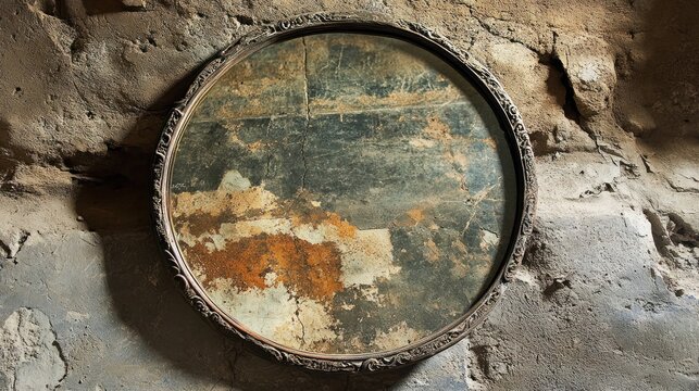 Etruscan bronze mirror, ornate designs with oxidation marks, ancient shine 