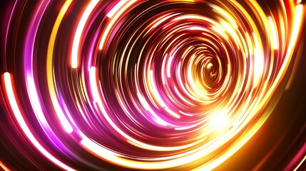 Abstract swirling neon light circles creating a vortex