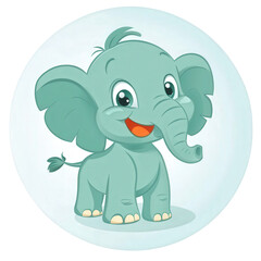 Obraz premium cartoon cute baby elephant in a circle, avatar icon illustration, isolated, transparent, png, background