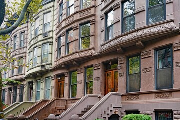 Obraz premium Elegant old New York brownstone townhouses