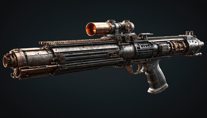 Naklejka premium Unique futuristic weapon design with intricate details and a modern sighting mechanism