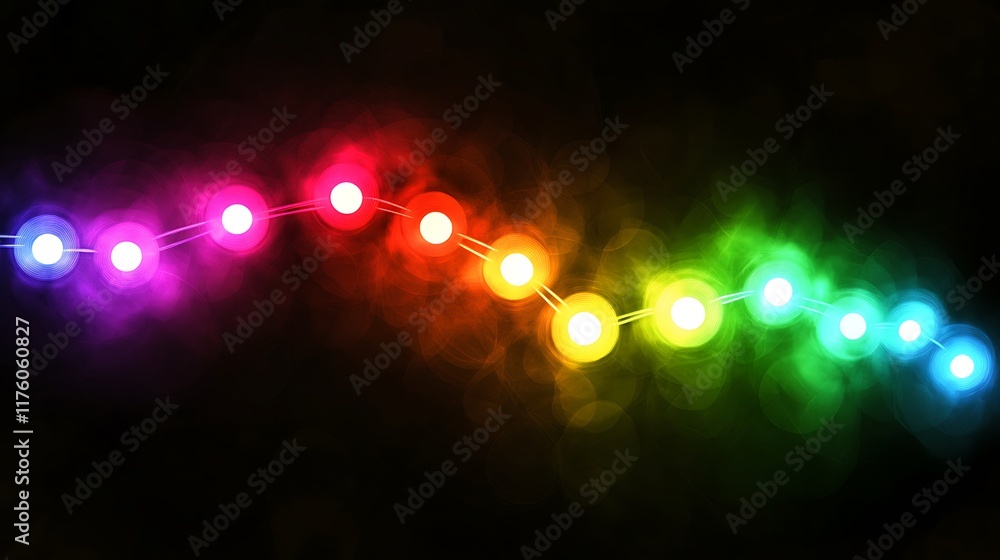 Aufkleber rainbow lights string abstract background design