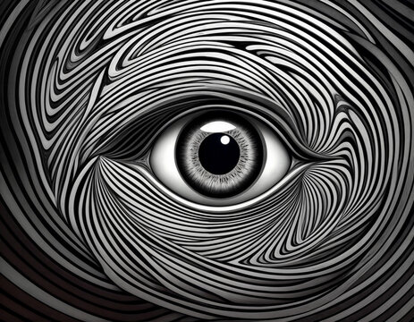 Hypnotisches Auge in einer schwarz-wei&szlig;en Spirale