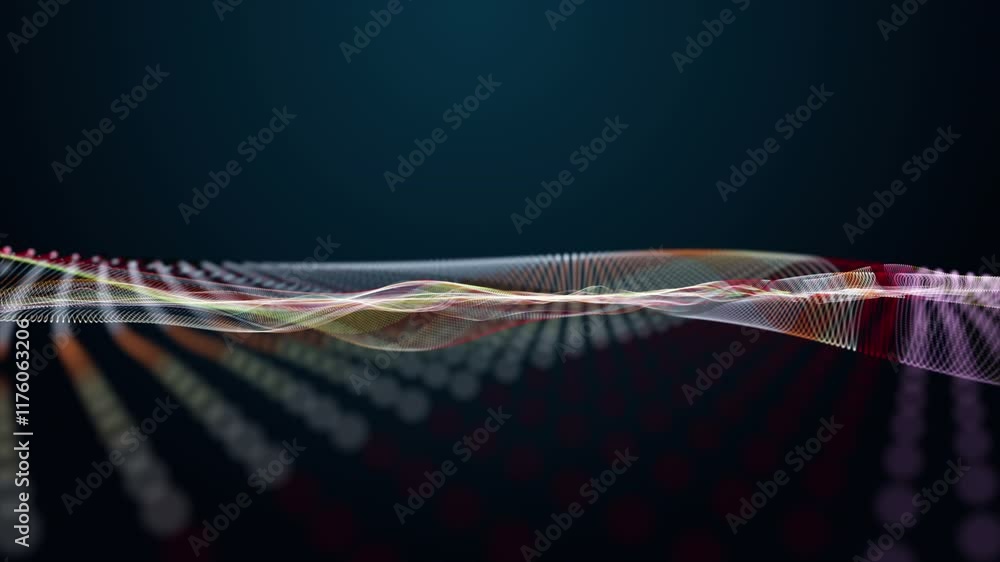Leinwandbilder futuristic video animation with particle wave object in slow motion, 4096x2304 loop 4k