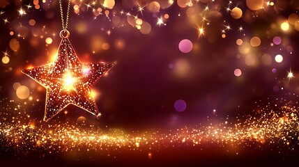 Glittering Star Ornament Against A Sparkling Background