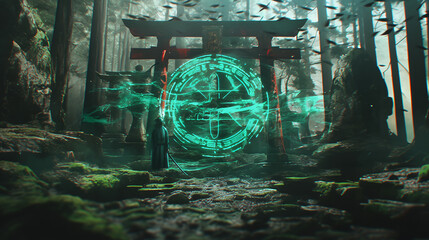 Samurai, Japan, Japanese, ninja, katana, Japanese sword, duel, art, scene, cool, luminous, magic circle, mandala, emotion, sunset, beauty, war, battle, armor, warrior, snow, mountain, Fuji, 