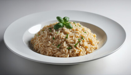 Creamy risotto plated elegantly with fresh herbs showcasing culinary finesse and attention to detail