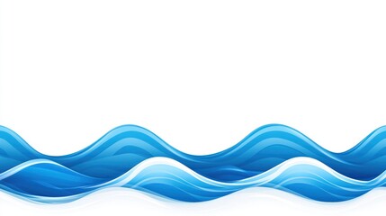 Abstract blue waves with smooth curves on a white background.