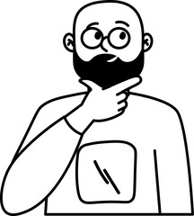 Doodle Boy Character Thinking