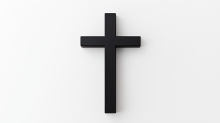 Simple black cross on a white background, symbolizing faith.