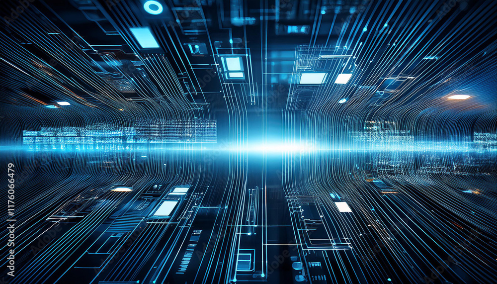 Poster high-tech digital background with futuristic elements and cyber design