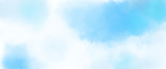 雲と青空の水彩風背景イラスト