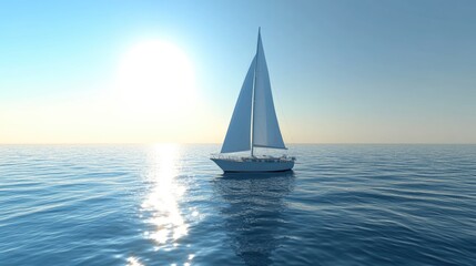 Obraz premium A classic sailboat with crisp white sails in the middle of a pristine sea.