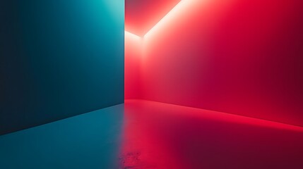 Obraz premium Abstract Corner Room Neon Blue Red Light Design