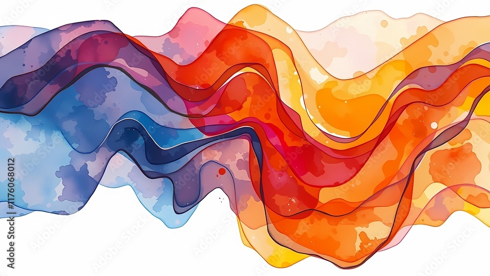 Poster colorful abstract wave design with smooth curves and vibrant patterns