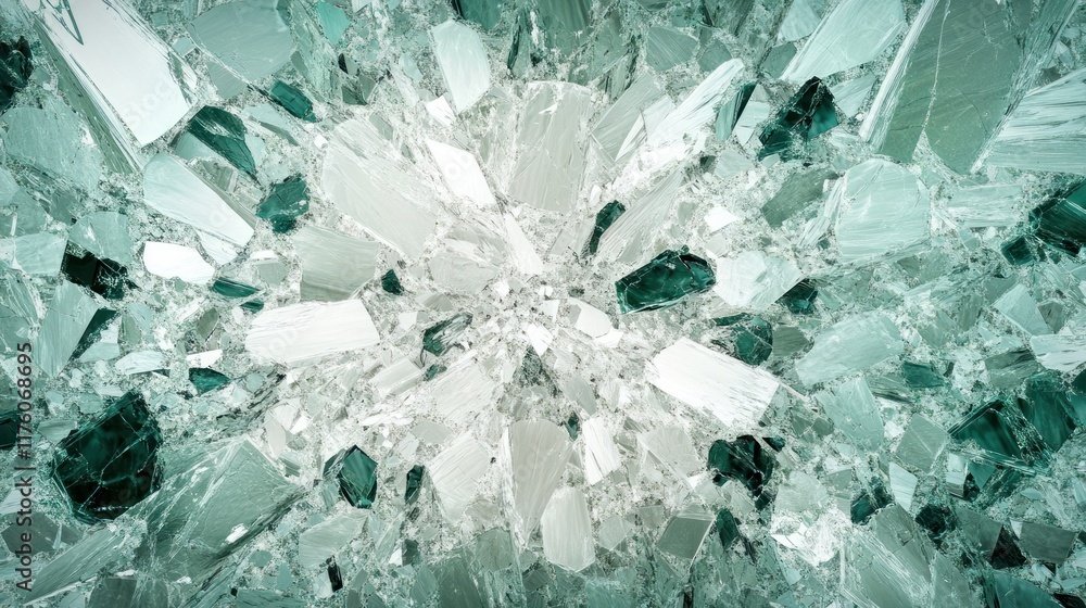 Poster abstract image of shattered crystal glass pieces creating a mesmerizing pattern of sharp fragments a