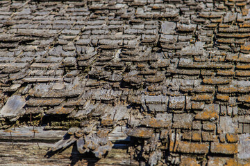 wooden shingle on an old house