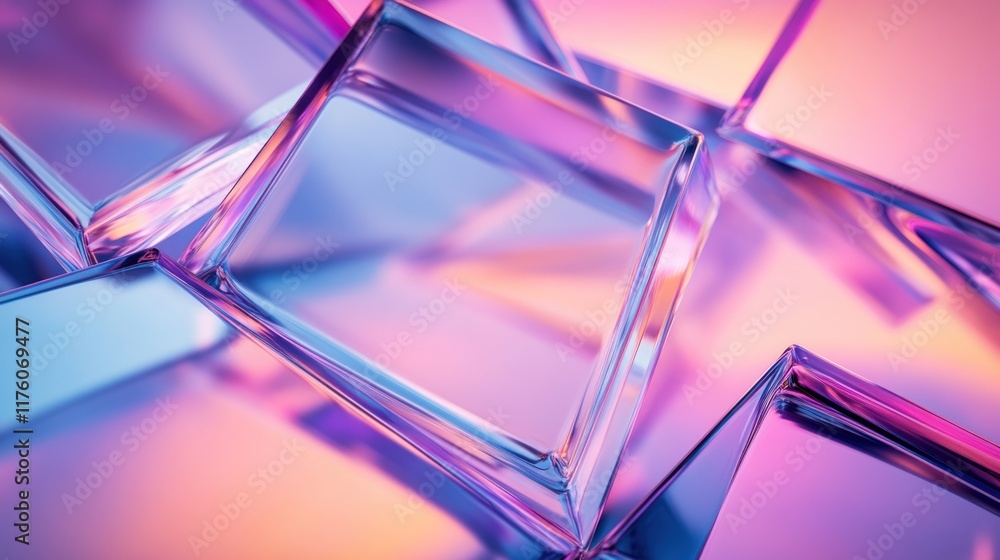 Poster colorful glass abstract background featuring intersecting shapes and smooth surfaces with play of li