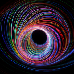 Leuchtende Spirale &ndash; Lichtwirbel im dunklen Raum