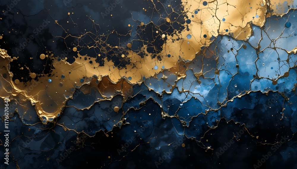 Aufkleber abstract image background color gradient gold ice blue rough strokes. abstract wallpaper background 