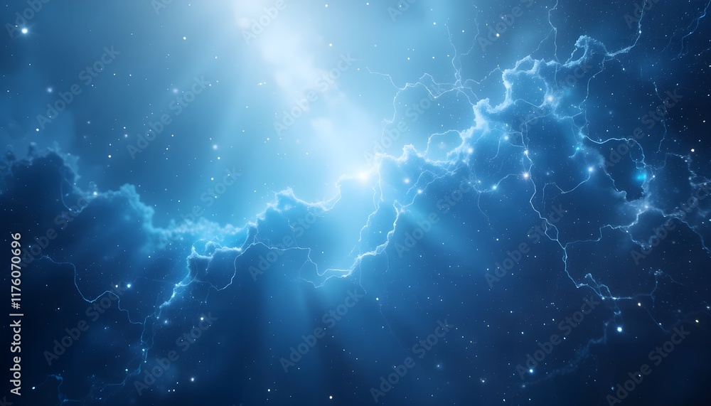 Aufkleber abstract blue gradient background with clouds and stars like galaxy. abstract gradient background wa