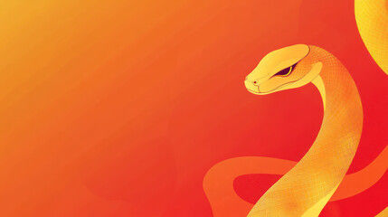 Naklejka premium A modern Chinese New Year banner featuring sleek golden snake silhouette vibrant red gradient