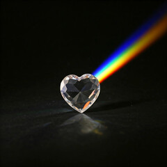 Fototapeta premium A heart-shaped prism reflecting rainbow light