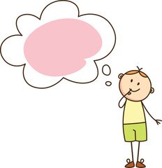 Hand Drawn Boy Thinking Bubble