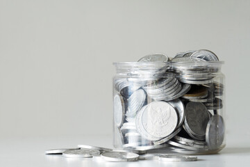 Coin in jars. investment for the future.