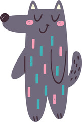 Childish Wolf With Lined Pattern