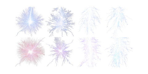 Bright Electric Lightning Effects Collection, png collection isolated on transparent background
