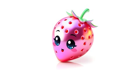 cute cartoon strawberry isolated on light background great for playful advertisements