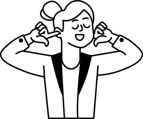 Doodle Girl Character Plugging Their Ears